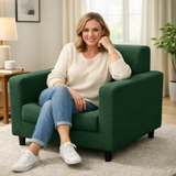 Anyseat 1-Seater Sofa Cover – Plain Green Style Slipcover for Living Room Chair Protection