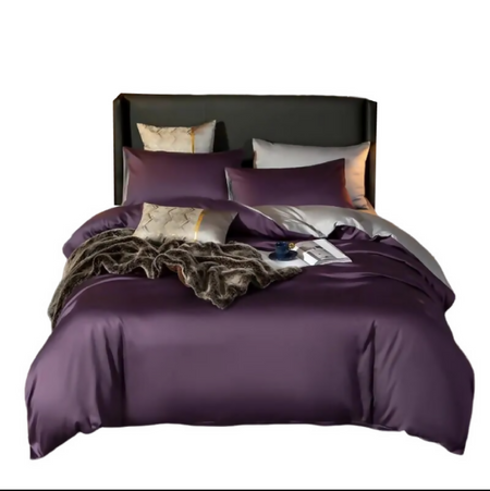 Anycozy Queen Bed Sheet Set – Purple & Light Grey Ultra‑Soft Luxury Egyptian Cotton Bedding Cover, 6‑Piece Ensemble
