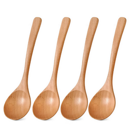 Anygleam Natural Wood 4pcs Wooden Spoon Beech Kitchen Tableware