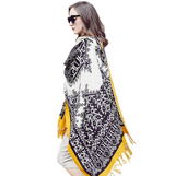 Anyyou 100% Merino Wool Mustard And Patterns Silk Satin Large Winter Scarf Pashmina Shawl Bandana Perfect For Women Ladies Fashion Style