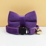 Anypet Stylish Violet Bow Cat Collar – Small Size with Safety Buckle, Bell & Durable Strap