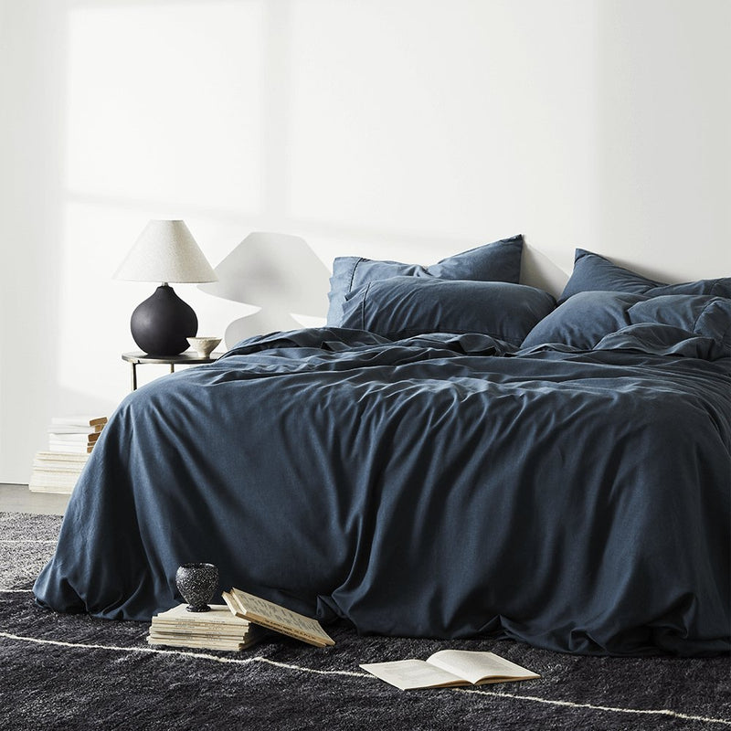 Ink | Linen+ Duvet Cover Made with Organic Bamboo Hemp #Color_ink