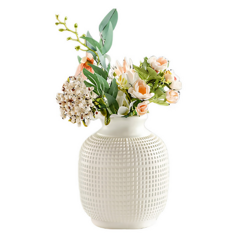 ANYDECO Flower Vase White Medium Nordic Plastic Pot Home Decor