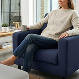 Anyseat 1-Seater Sofa Cover – Plain Navy Blue Style Slipcover for Living Room Chair Protection