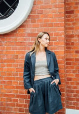 Crop women's linen top - Natural