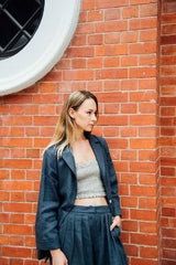 Crop women's linen top - Natural