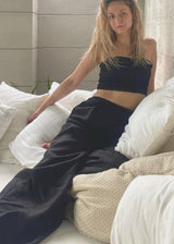 Sustainable linen Palazzo women pants - Black