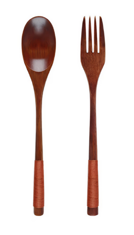 Anygleam Brown 2Pcs Wooden Spoons Set Kitchen Tableware