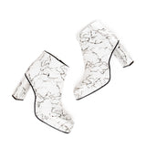 Jasper Marble Vegan Square Toe Heeled Ankle Boot