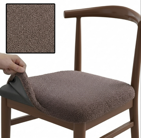 Anyseat Brown Fur Stretch Chair Cover – Washable, Removable Dining & Kitchen Seat Protector
