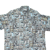 COLDOR Mens Shirt Blue Crazy Pattern XL