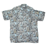COLDOR Mens Shirt Blue Crazy Pattern XL
