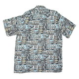 COLDOR Mens Shirt Blue Crazy Pattern XL