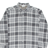 PIERO CONTE Mens Flannel Shirt Grey Check Long Sleeve L