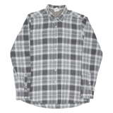 PIERO CONTE Mens Flannel Shirt Grey Check Long Sleeve L