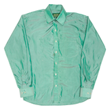 APIRANA Mens Plain Shirt Green Long Sleeve M