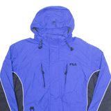 FILA Mens Rain Jacket Blue Nylon Hooded XL