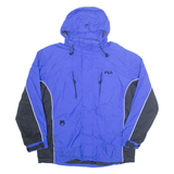 FILA Mens Rain Jacket Blue Nylon Hooded XL