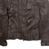 POHJANMAA TURKIS Womens Motorcycle Jacket Brown Leather 90s S