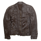 POHJANMAA TURKIS Womens Motorcycle Jacket Brown Leather 90s S