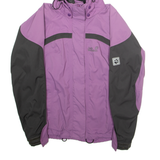 JACK WOLFSKIN Womens Rain Jacket Purple Hooded Colourblock UK 10