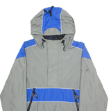 JEEP Mens Pullover Jacket Grey Nylon Hooded Colourblock M
