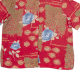 SIXTH SENSE Womens Shirt Red Silk Floral L