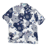 DEVILLE Womens Shirt Blue Crazy Pattern M