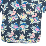 ANGELO LITRICO Mens Hawaiian Shirt Blue Viscose Floral L