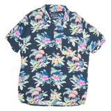 ANGELO LITRICO Mens Hawaiian Shirt Blue Viscose Floral L