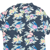 ANGELO LITRICO Mens Hawaiian Shirt Blue Viscose Floral L
