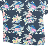 ANGELO LITRICO Mens Hawaiian Shirt Blue Viscose Floral L
