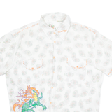 WATTG Mens Hawaiian Shirt White Floral M