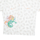 WATTG Mens Hawaiian Shirt White Floral M