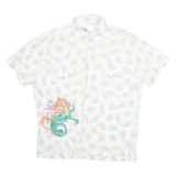 WATTG Mens Hawaiian Shirt White Floral M