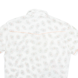 WATTG Mens Hawaiian Shirt White Floral M