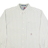 TOMMY HILFIGER Mens Shirt Beige Striped Long Sleeve L