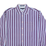 TOMMY HILFIGER Mens Shirt Blue 90s Striped Long Sleeve M