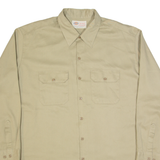 DICKIES Tall Mens Worker Shirt Beige Long Sleeve 2XL