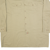 DICKIES Tall Mens Worker Shirt Beige Long Sleeve 2XL