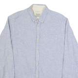 JACK & JONES Mens Shirt Blue Striped Long Sleeve L