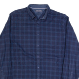 TOMMY HILFIGER New York Fit Mens Shirt Blue Check Long Sleeve L