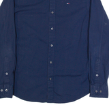 TOMMY JEANS Slim Fit Mens Plain Shirt Blue Long Sleeve M
