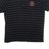 CONVERSE Mens Polo Shirt Black Striped L