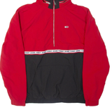 TOMMY HILFIGER Mens Puffer Jacket Red Hooded Colourblock S