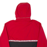 TOMMY HILFIGER Mens Puffer Jacket Red Hooded Colourblock S