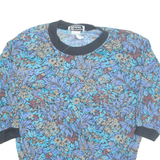 TEDDY Floral Short Sleeve Womens Sweatshirt Blue 90s L