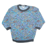 TEDDY Floral Short Sleeve Womens Sweatshirt Blue 90s L