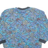 TEDDY Floral Short Sleeve Womens Sweatshirt Blue 90s L