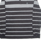 CHAPS Striped Mens Sweatshirt Black 1/4 Zip L